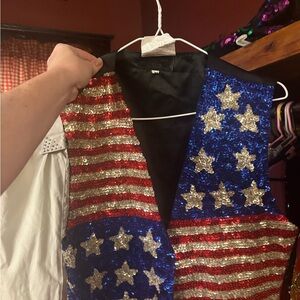 Sequin American Flag horse show Vest